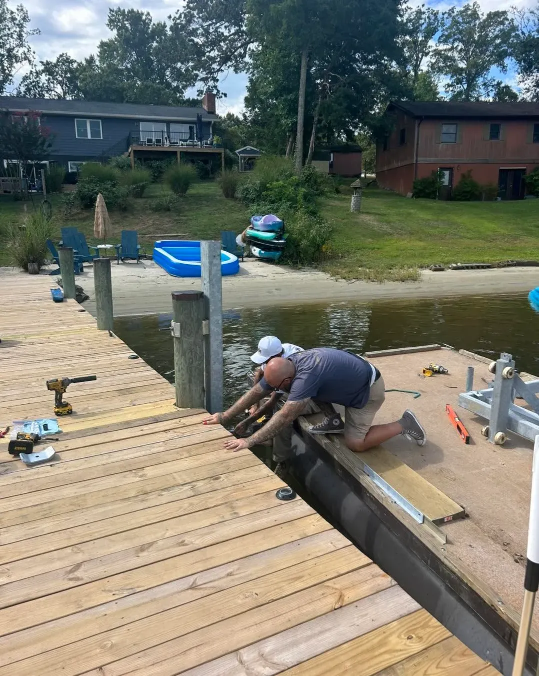 Crew building a kayak launch