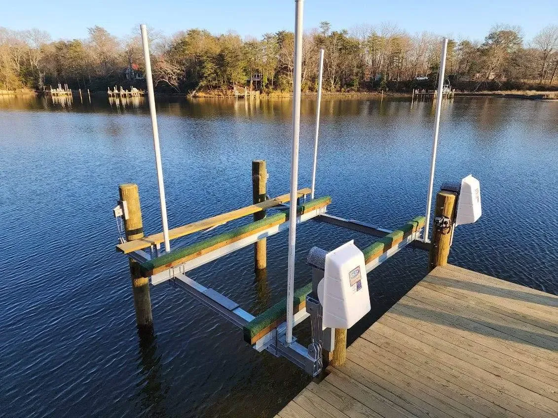 Finished lift with new bunks over deep blue water