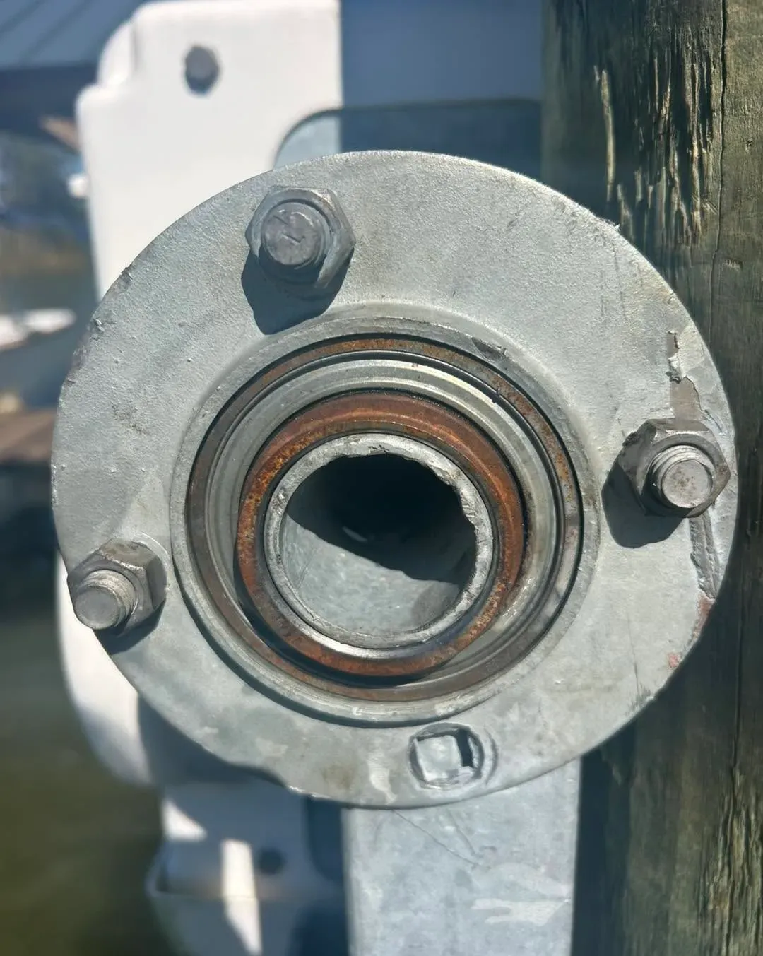Worn bearing in a lift beam